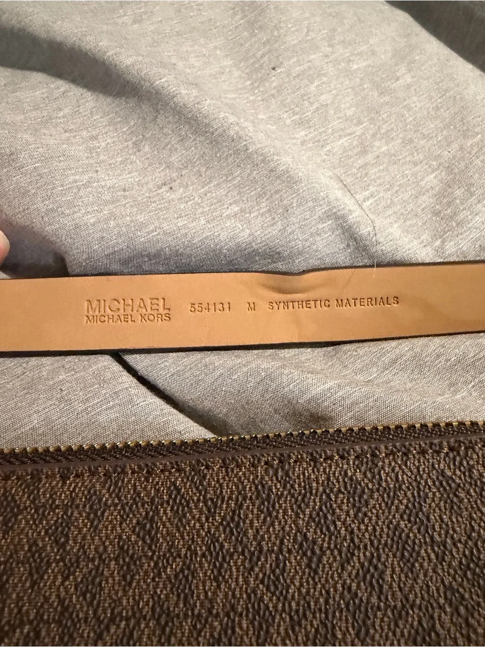 Michael Kors Brown Monogram Belt Bag with Gold Chain